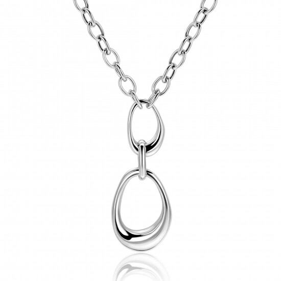 ZINZI Silber Y-Collier mit Paperclip-Kettengliedern und drei organischen Formen, 48 cm ZIC2670