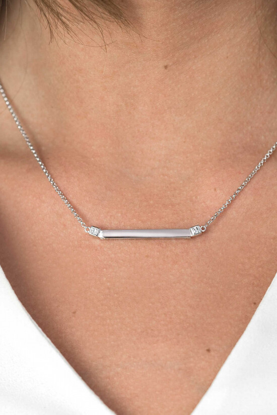 ZINZI silberne Kette Stäbchen  weiß 42cm ZIC1817