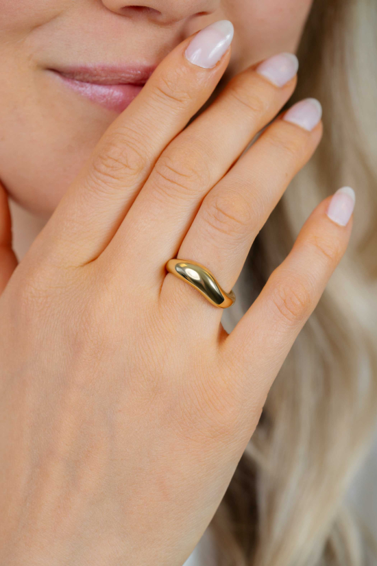 ZINZI vergoldeter Silberring organisch geformt, 6mm breit ZIR2609G