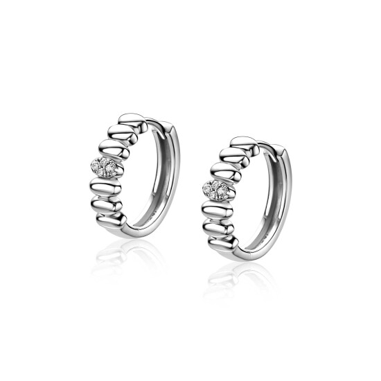 ZINZI zlv. oorringen ovaaltjes 1 bezet met zirc.