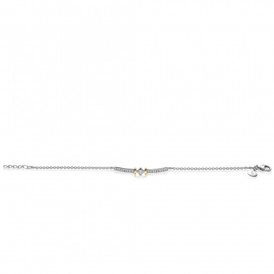 ZINZI silbernes Luxus zweifarbig Armband mit Stab ruit  weiße Zirkonias 18-20cm ZIA2121