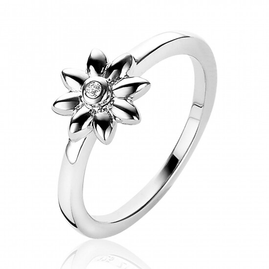 ZINZI silberner Ring Blume weiß 9mm ZIR1888