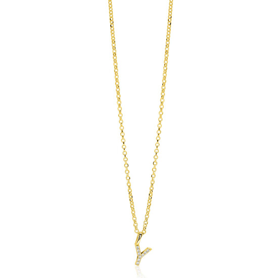 ZINZI zlv. hanger gg.verg.letter Y bezet met zirconia's