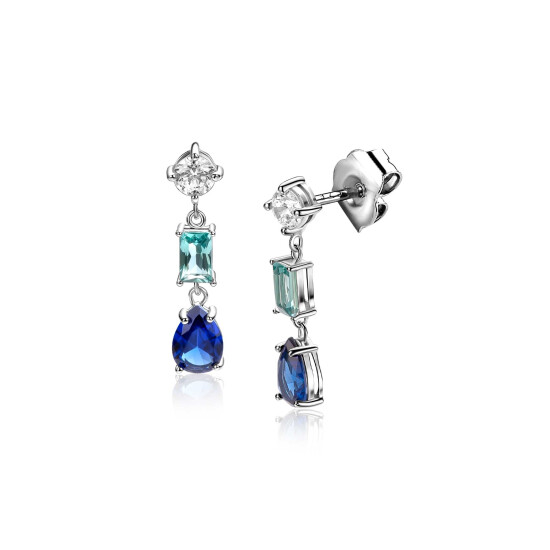 ZINZI zlv. oorsteker blauw peer/lichtbl.rechthoek/zc