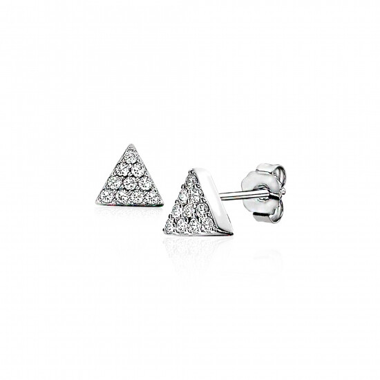 ZINZI silberne Ohrstecker Dreieck weiß 6mm ZIO1375Z