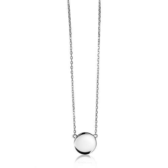 ZINZI zlv. collier met rond plaatje 11mm 42/45cm