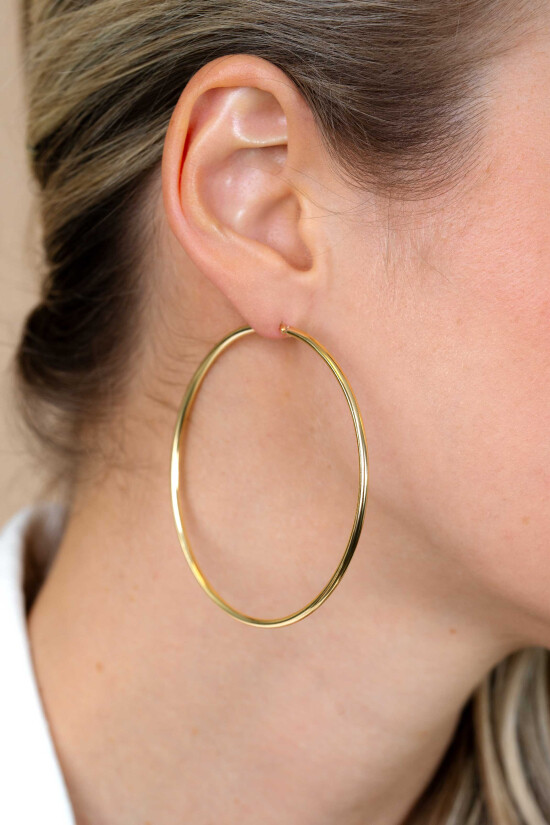 ZINZI silberne Ohrringe 14K gelb vergoldet glatt 65x2mm rund ZIO438G