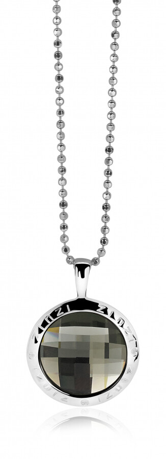 Zinzi silberner runder Anhänger 26mm schwarz Swarovski ZIH1054Z