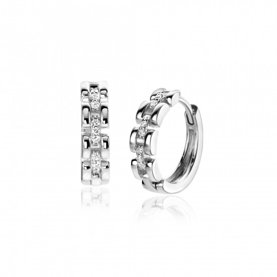 ZINZI zlv. klapcreolen rolexstyle met zirconia's 16x4