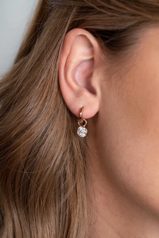 ZINZI silberne Ohrhänger rosé vergoldet 7mm rund  weiß ZICH1486D