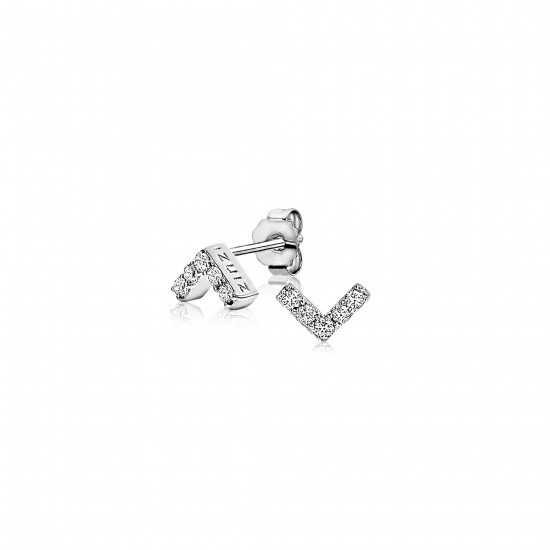 "ZINZI silberne Ohrstecker V-Form  weiß 7mm ZIO1380Z"