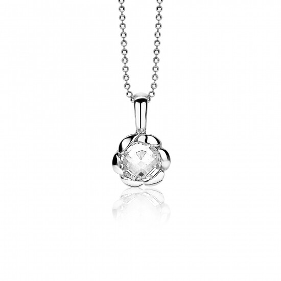 ZINZI silberner Anhänger Blume weiß ZIH1601