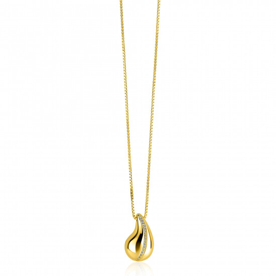 ZINZI zlv.collier gg.verg.druppel hanger met zirconia's