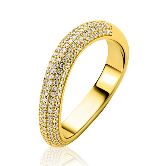 ZINZI zlv. ring gg.verg.golfvorm zirc.pave gezet mt.62