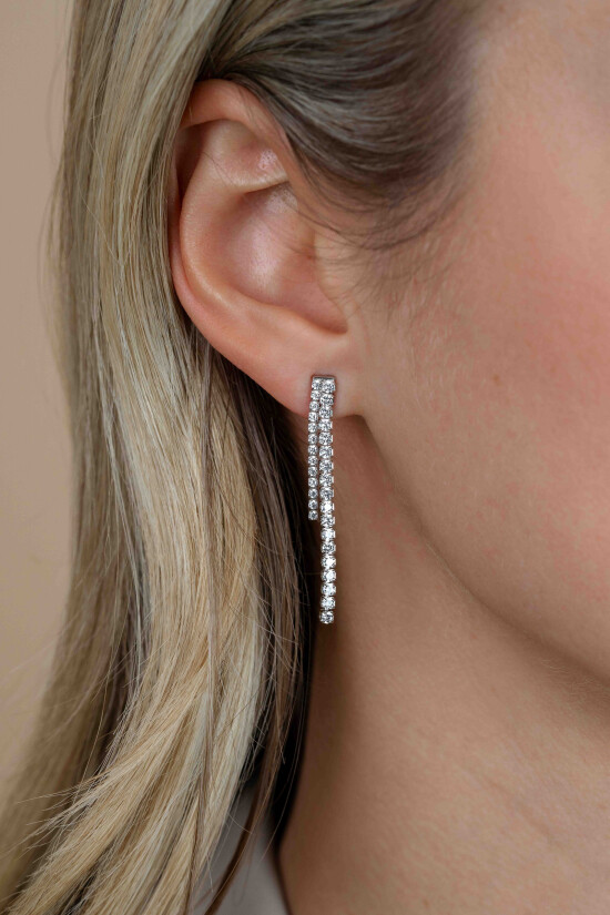 ZINZI zlv. oorstekers 2 rijen zirconia's versch.lengtes