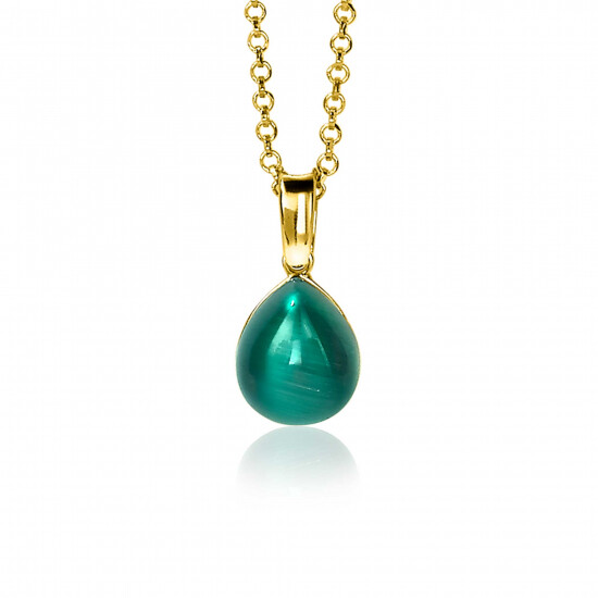 ZINZI silberner Anhänger gelbvergoldet grün Birnenform 20mm ZIH1934GG