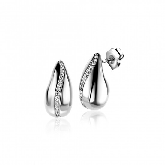 ZINZI zlv. oorstekers druppel met zirconia's