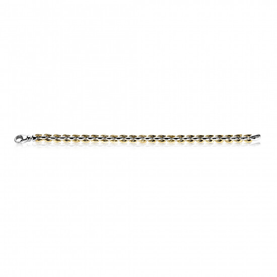 ZINZI silbernes Gliederarmband gelb vergoldet 7mm breit 19,5cm ZIA1290