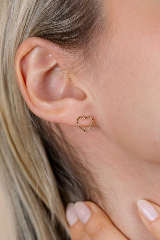 ZINZI silberne Ohrstecker 14K gelbvergoldet offen Herz 8mm ZIO1630G