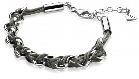Zinzi silbernes Jasseron-Armband grau kurz 18,5-21cm ZIA1035G