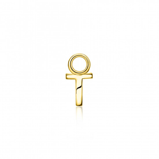 ZINZI silberner gelbvergoldete Buchstabe Ohranhänger T Preis pro Stück ZICH2145T