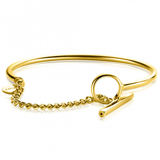 ZINZI zlv. bangle gg.verg. met kapittelstokje slot