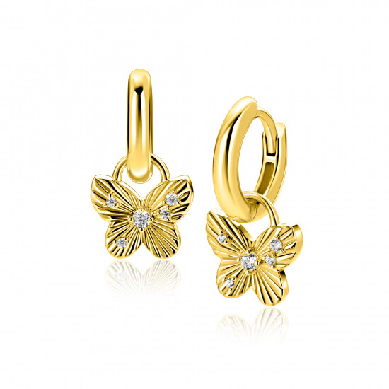 ZINZI zlv. oorbedels gg.verg.vlinder met zirconia's