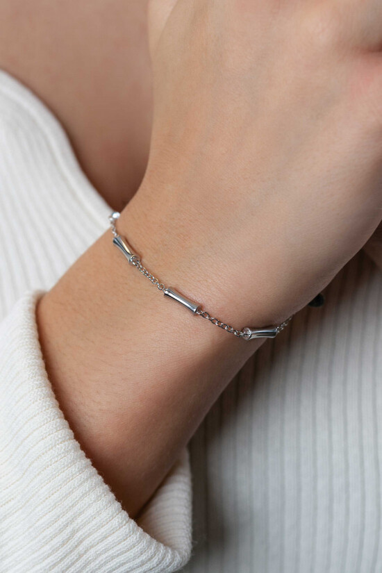 ZINZI zlv. armband met staafjes in bamboe vorm