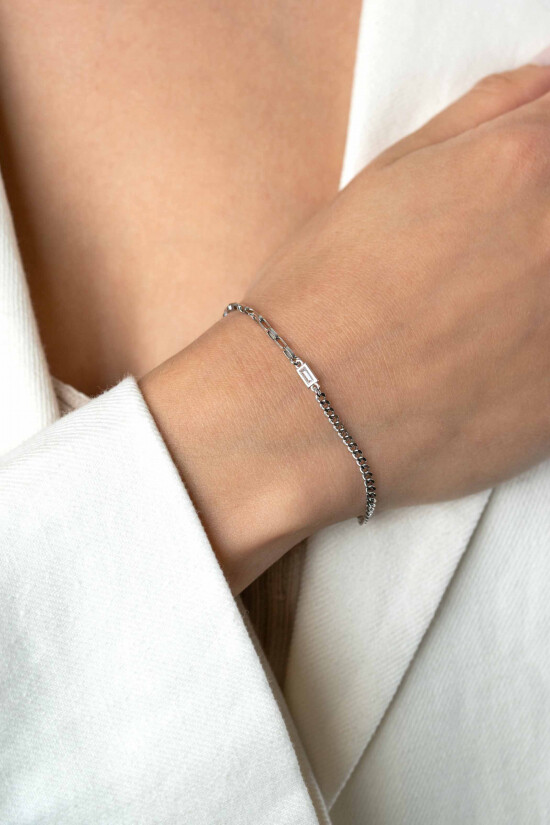 ZINZI zlv. armband grmt/paperclip met baq.zirc.