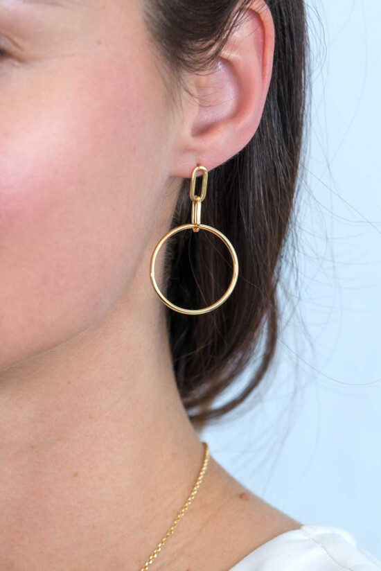 ZINZI silberne Ohrhänger 14K gelb vergoldet 45mm runde Kreis 28mm ZIO2163G