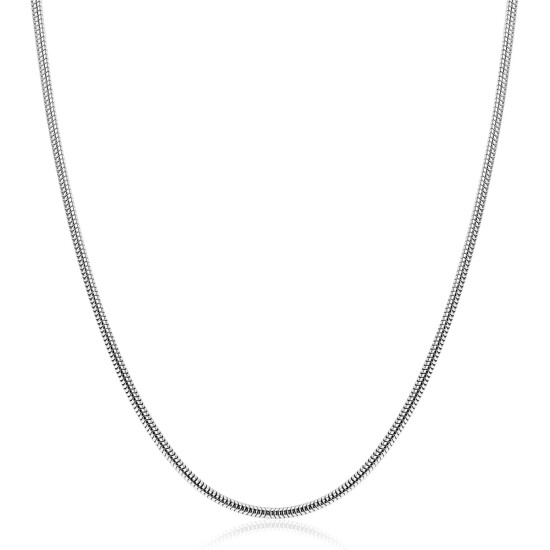 ZINZI zlv. slangen collier rond 2mm 42+3cm