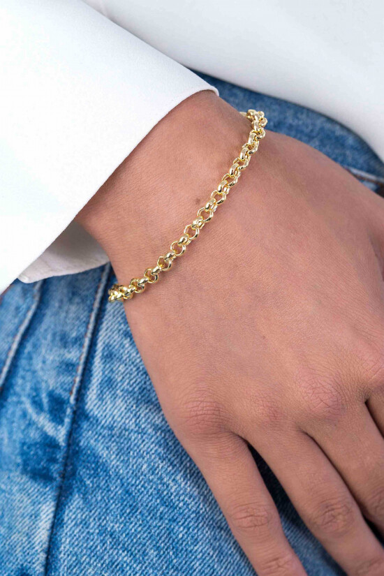 ZINZI silbernes Jasseron Armband gelb vergoldet 5mm breit 19cm ZIA1009G