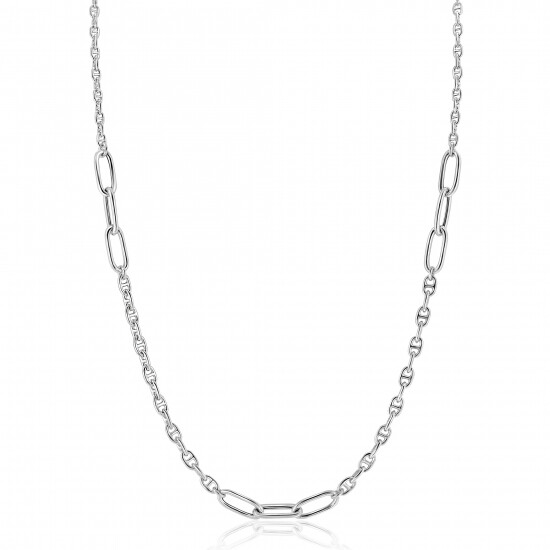 ZINZI zlv. collier fantasie paperclip ertussen 45cm