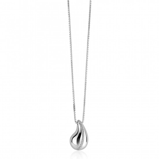ZINZI zlv. collier met druppel hanger met zirconia's
