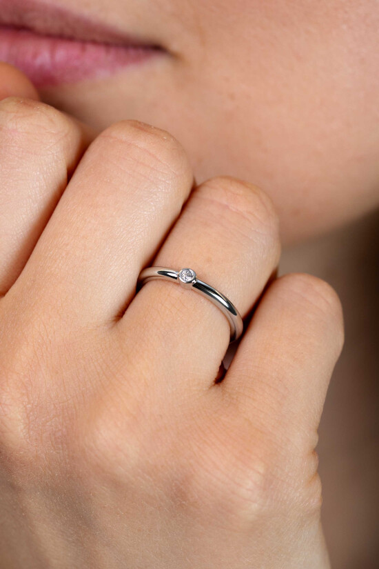 ZINZI silberner Ansteckring glatt weiß 3mm ZIR1673