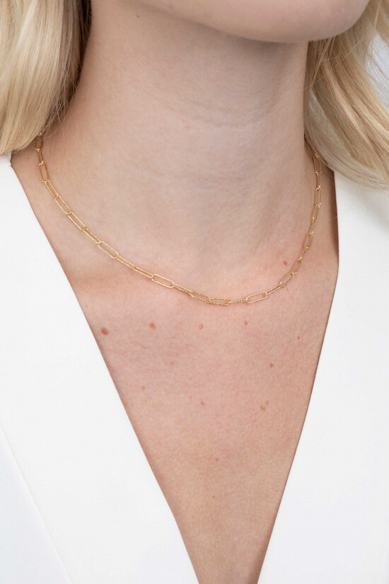 ZINZI silberne Kette 45cm in 14K gelb vergoldet mit trendy paperclip Glieder van 3,4mm breit ZIC1992G