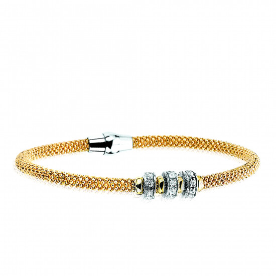 ZINZI silbernes Armband gelb vergoldet  weiß 60mm Durchmesser ZIA839G