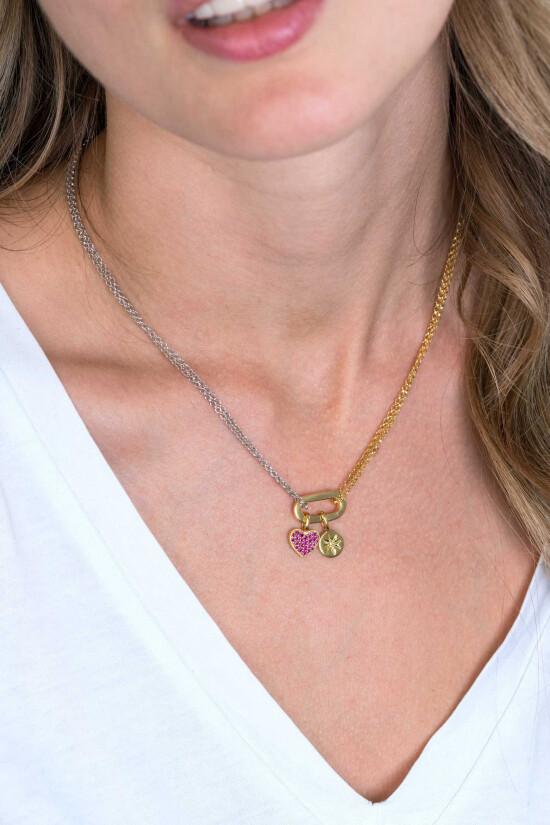ZINZI silberne Bicolor-Kette 45cm ovaler Schließring in 14K Gelb vergoldet ZIC2060