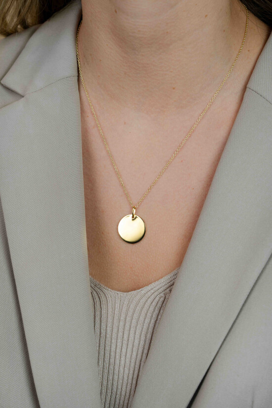 ZINZI zlv. hanger geel verguld rond plaatje 20mm