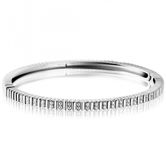 ZINZI Silber Bangle-Armband, 4 mm breit, besetzt mit weißen Zirkonias, 60 mm ZIA2686