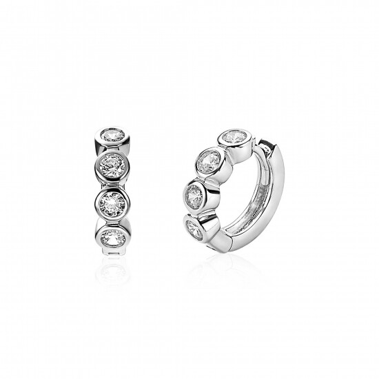 ZINZI silberne Ohrringe rund  weiß 15 x 4mm ZIO1838