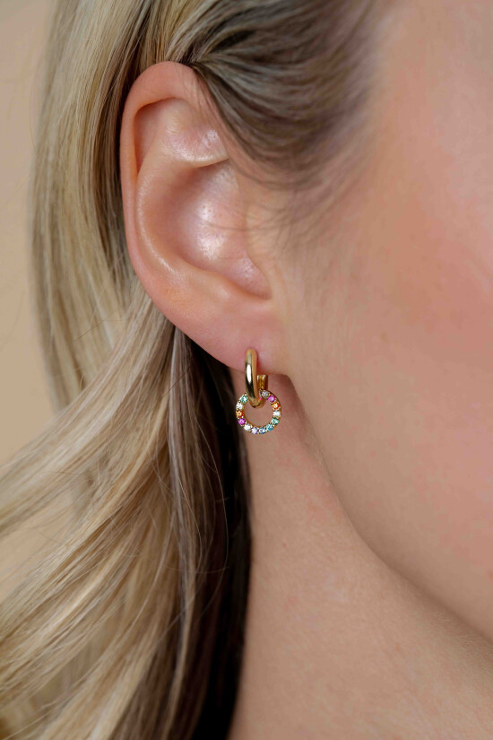 ZINZI zlv. creoolhangers gg.verg. zirc. regenboog