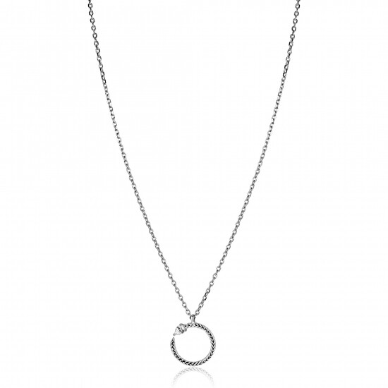 ZINZI zlv. collier met open ronde slanghanger zirc.