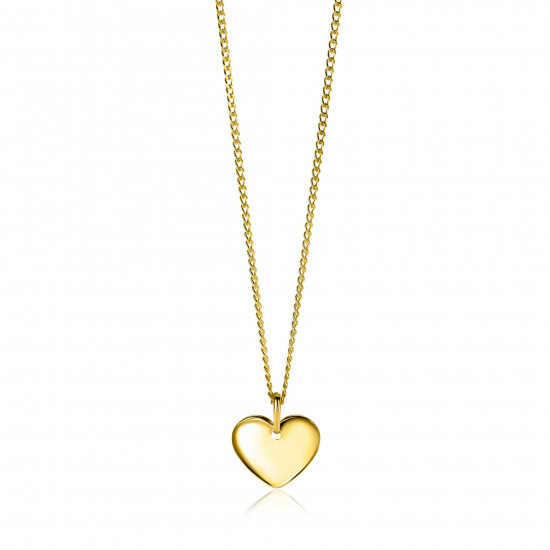 15mm ZINZI Vergoldeter Silberner Anhänger in Herzform, glatt, für Gravur ZIH2346G15 (ohne Kette)