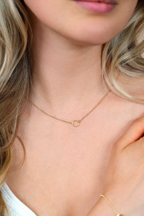 ZINZI zlv. collier gg.verg. met open rondje