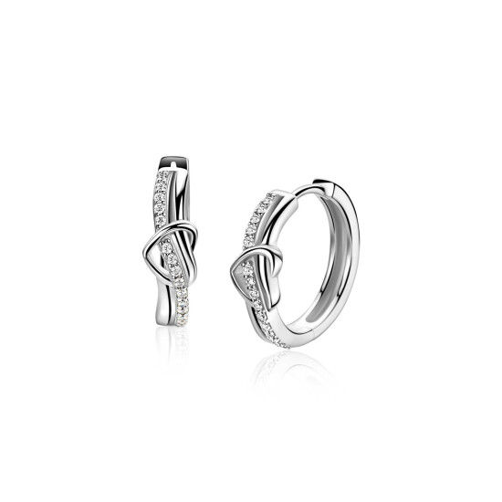 ZINZI zlv. oorringen golf met hart en zirconia's