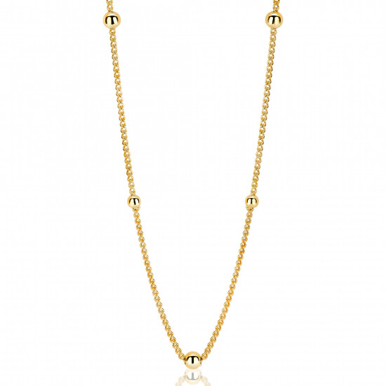 ZINZI silberne Gourmet Kette 14K gelbvergoldet Kugel 45cm ZIC987G