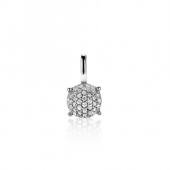 ZINZI silberner Anhänger rund  weiß ZIH2074