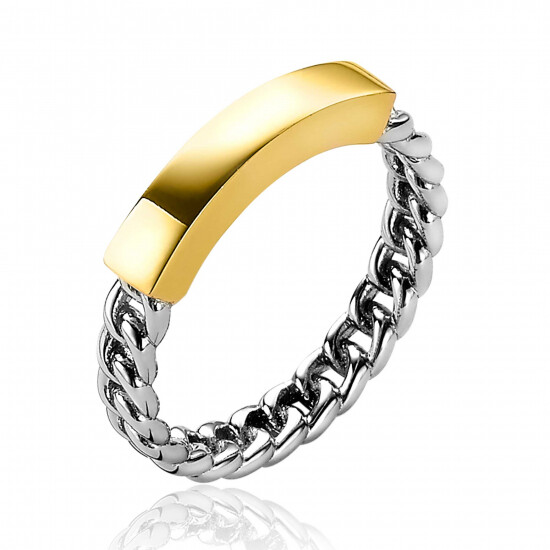 ZINZI silberner Ring Gourmet Kette 14K gelb vergoldet Stab ZIR2198