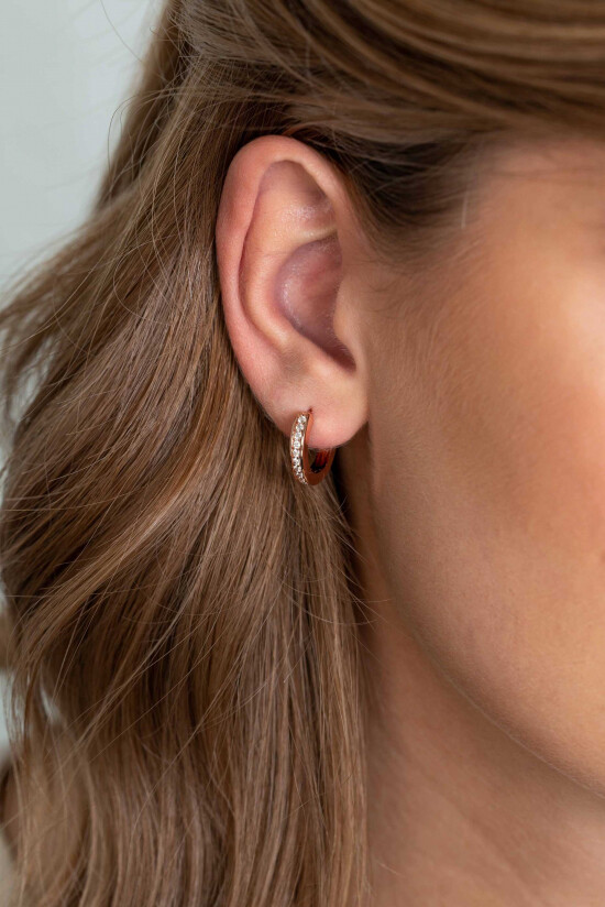 ZINZI silbernes Luxus Ohrringe 14K rosé vergoldet 17 x 3mm  weiß ZIO186D